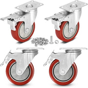Set di 4 ruote inclinabili 100 mm con freno, doppia serratura 360 ruote inclinabili heavy duty con carico massimo di 800 kg, per facilitare il trasporto di mobili e trasporti industriali