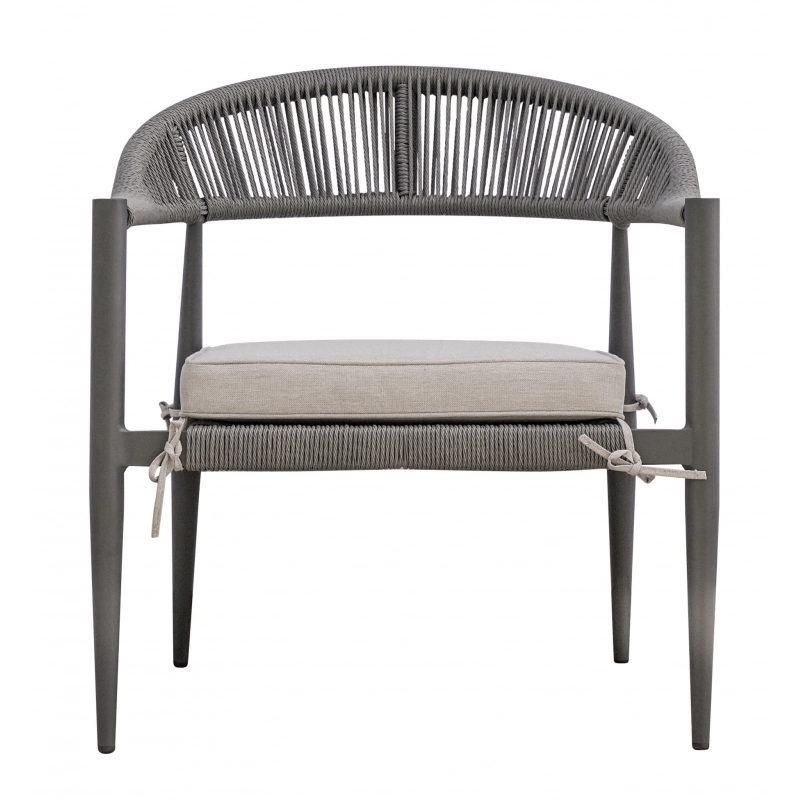 Salotto Milano In Alluminio Antracite + Seduta E Schienale In Wicker Grigio Moia
