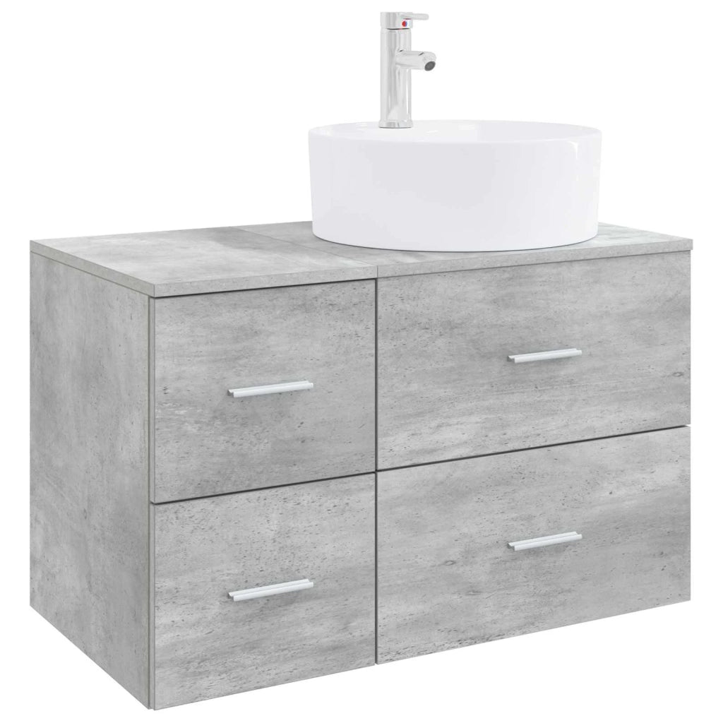Set di mobili per il bagno 2 pz Grigio Cemento 3403987