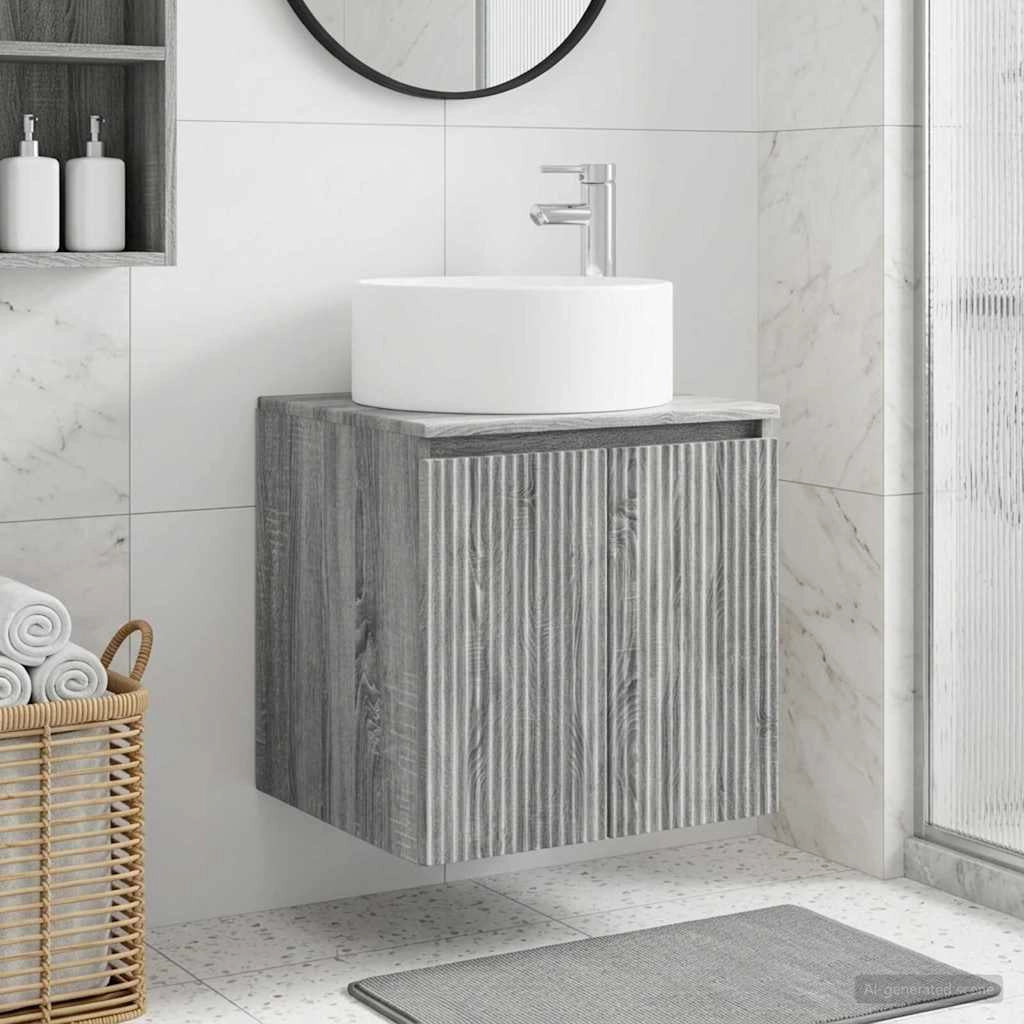 Mobile lavabo da parete Sonoma grigio 49,5 x 44,5 x 65,5 cm 890468