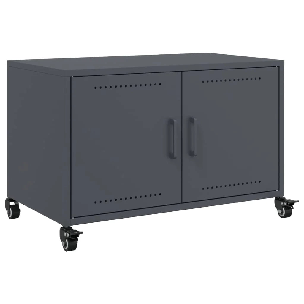 Mobile TV multimediale scaffale TV credenza mobile TV sala da pranzo soggiorno camera da letto antracite 68 x 39 x 43,5 cm acciaio antracite 02_0026397