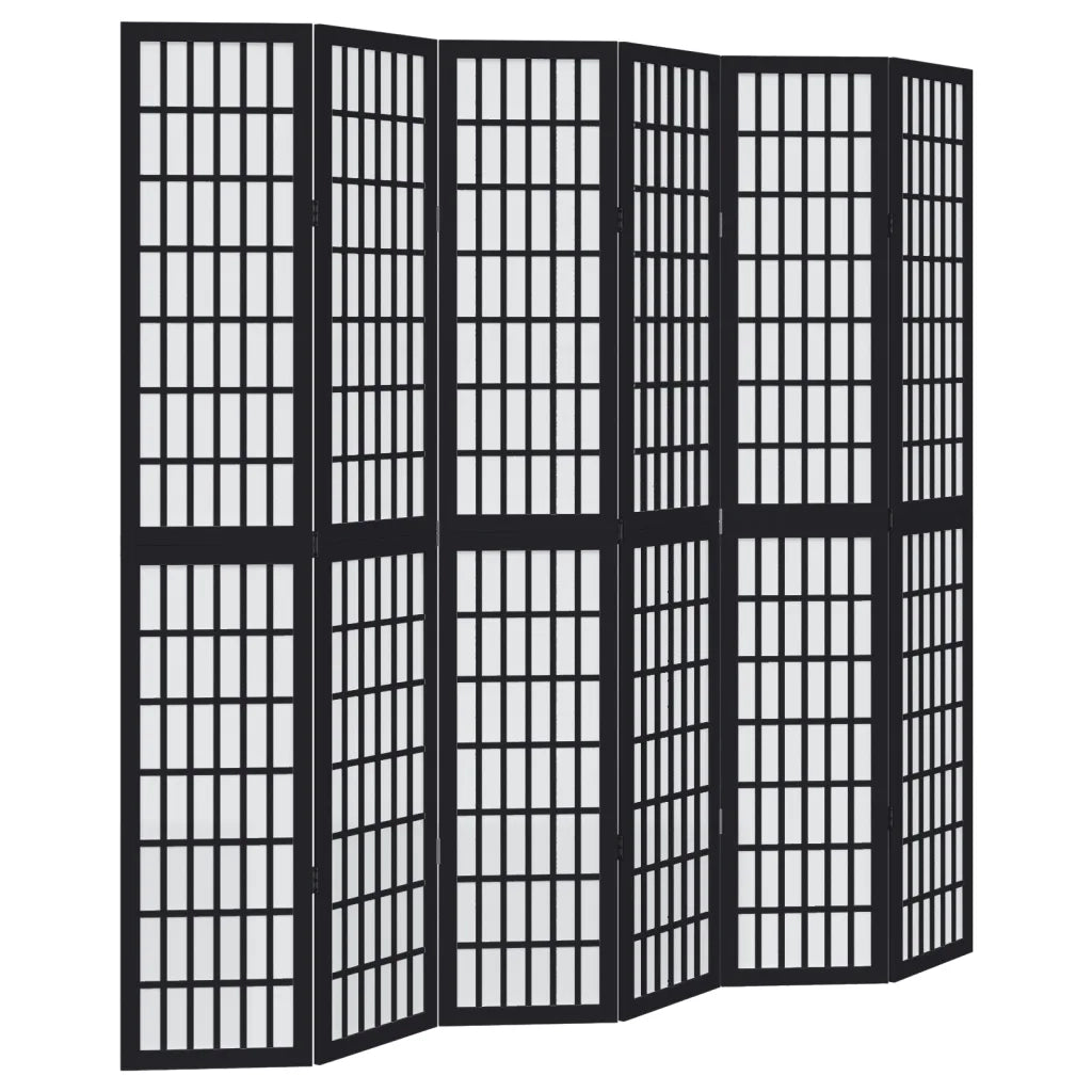 Divisorio Ambienti | Divider per stanze | Paravento 6 Pannelli Nero Legno Massello di Paulownia