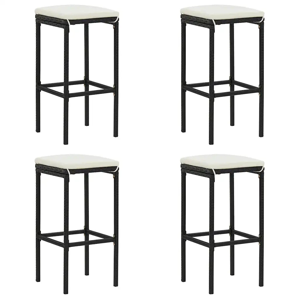 Set da Bar da Giardino 5 pz con Cuscini in Polyrattan Nero
