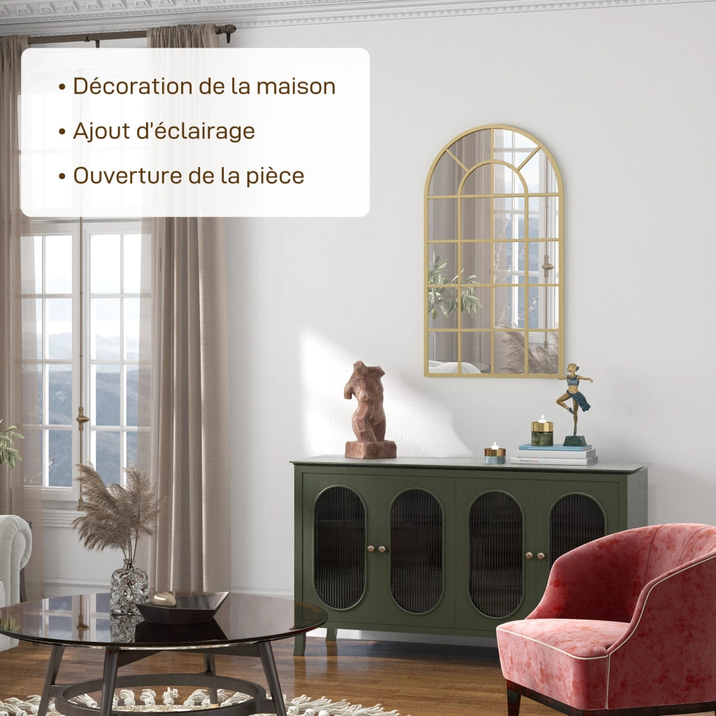 Specchio a parete stile industriale con cornice metallica ¨C zephmum ¨C 110x65 cm dorato