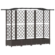 Fioriere | Cassetta per fiori | Letto Rialzato con Griglia e Tetto Marrone 203,5 x 40 x 125 cm