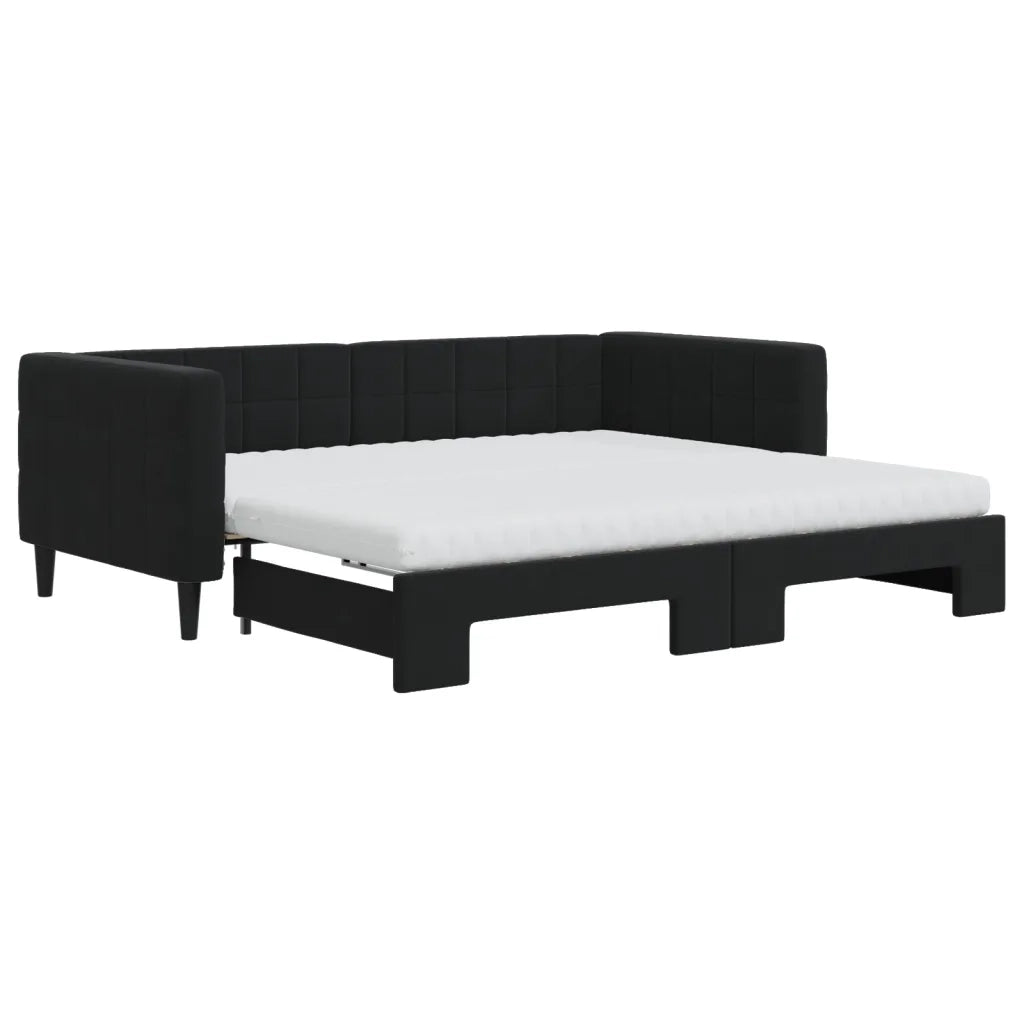 Divano Letto Estraibile con Materassi Nero 90x190 cm Velluto 3196730