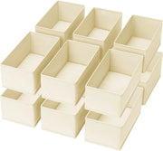 Organizzatore di Cassetto per Abbigliamento - Système di Organizzazione per la Stanza degli Abiti - Cassetto Opaco per la Conservazione di Stoffa - 12 pezzi in Beige