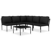 Set Divani da Giardino 6 pz | Set Salotto da Giardino con Cuscini Neri in PVC