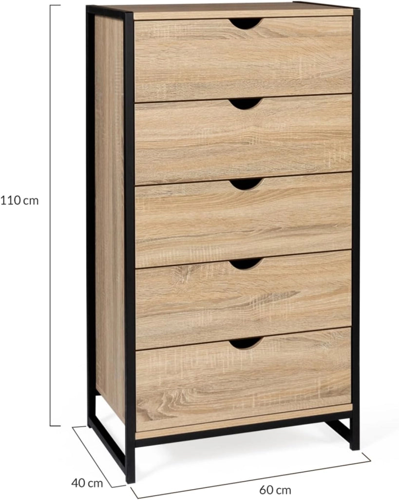 Cassettiera a 5 cassetti Detroit 60 cm dal Design Industriale