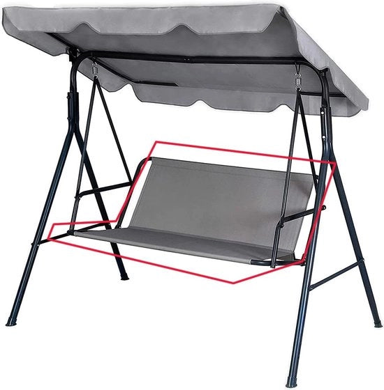 Bekleding sostituente per seggiolone oscillante, copertura per seggiolone, copertura per sedile da giardino, per esterno, 2 e 3 posti, grigio, 113 x 47 x 47 cm
