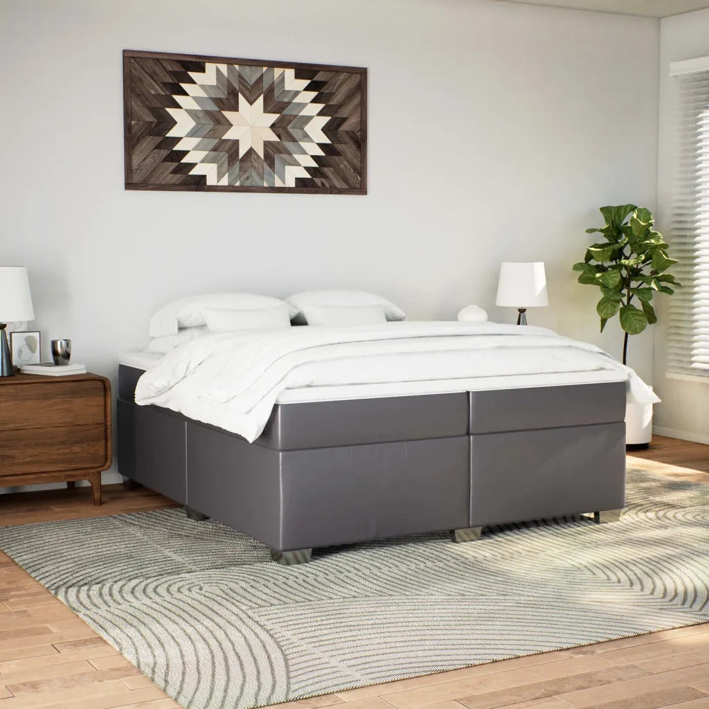 Giroletto a Molle con Materasso Grgio 200x200 cm in Similpelle