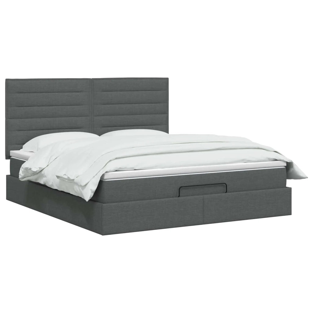 Letto Ottomano con Materasso e LED Grigio Scuro 140 x 190 cm 3457987