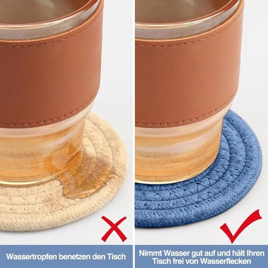Supporto per pentole termoresistente - Mattonella antiscivolo - Panno di cotone per tavolo - Diametro 18 cm - Lavabile - Protezione contro danni da calore