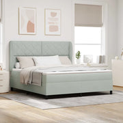 Letto a molle con materasso Grigio chiaro 200 x 180 cm Velluto 3340994