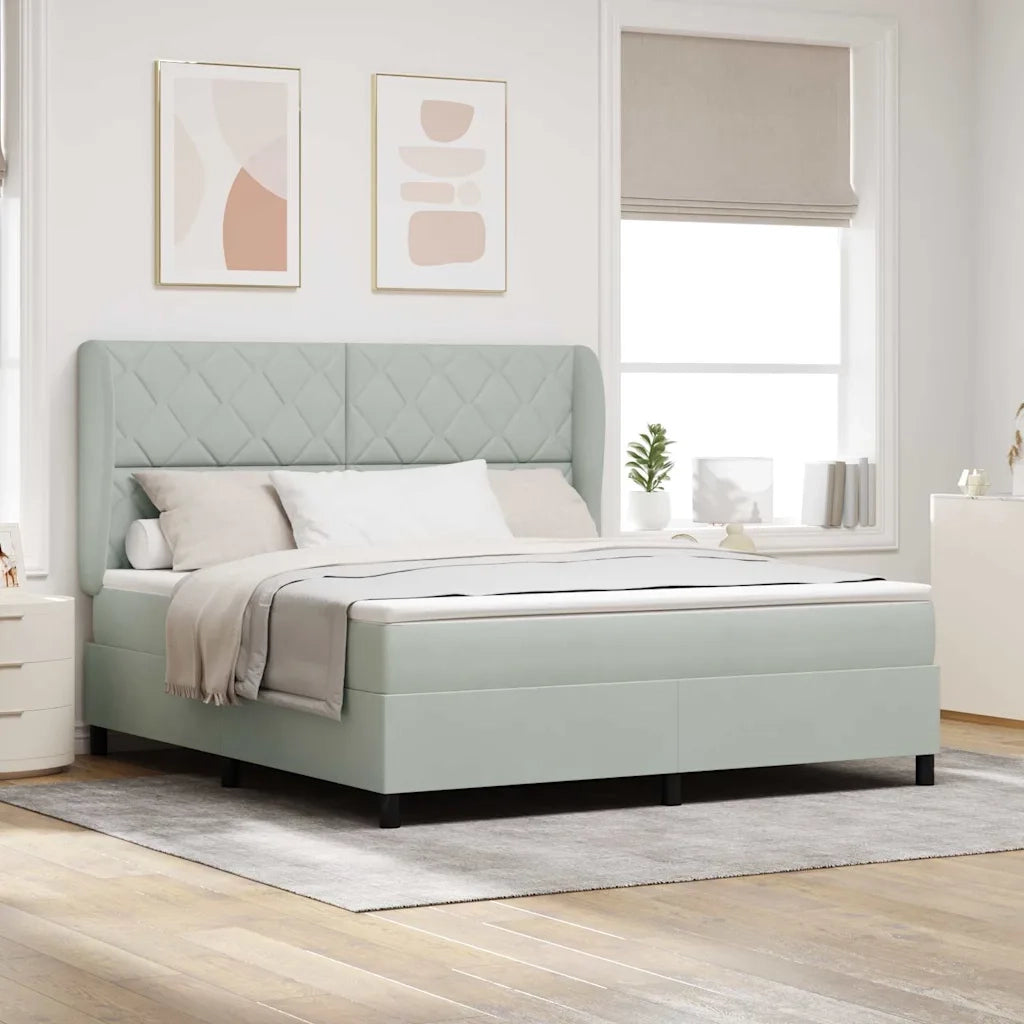 Letto a molle con materasso Grigio chiaro 200 x 180 cm Velluto 3340994