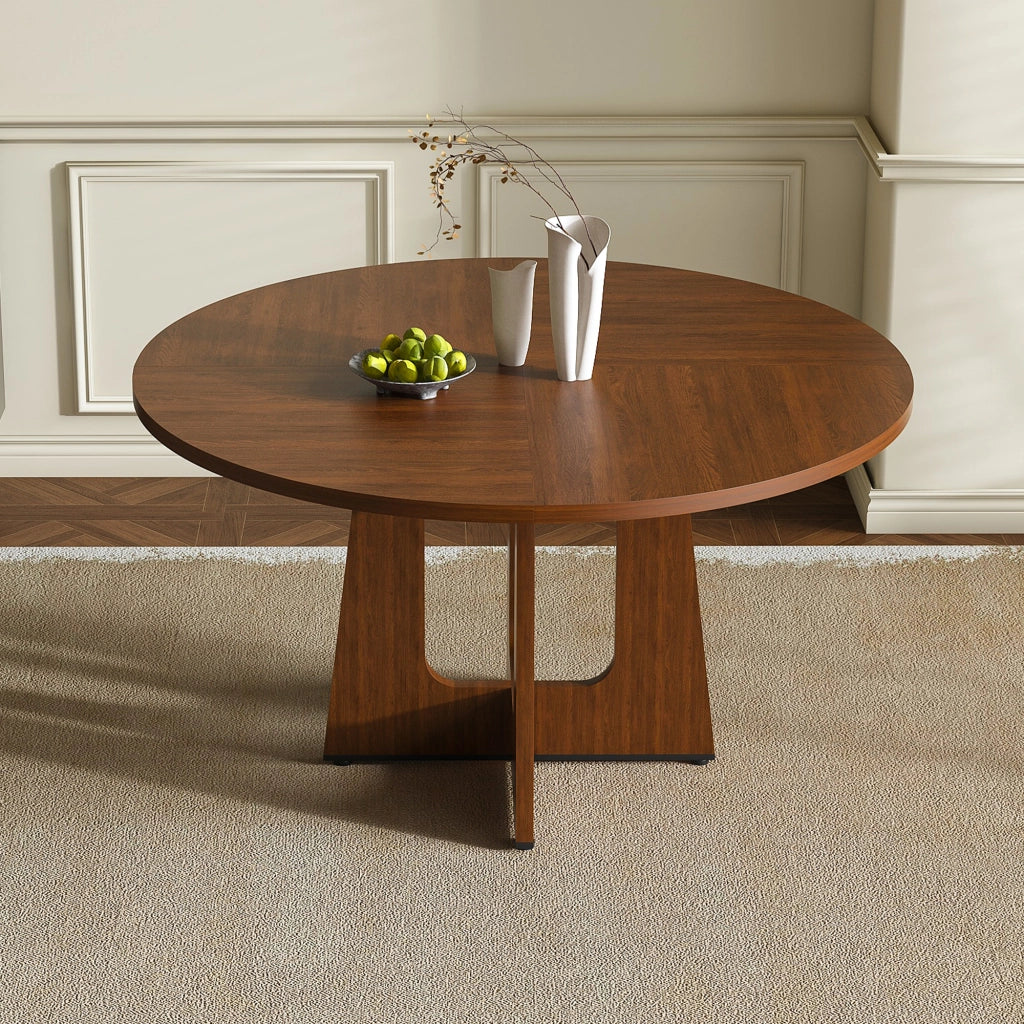 TAVOLO Rotondo Ø 120 cm in MDF color Noce per 4-6 persone