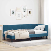 Cornice del letto ad angolo Blu 100 cm x 200 cm Velluto