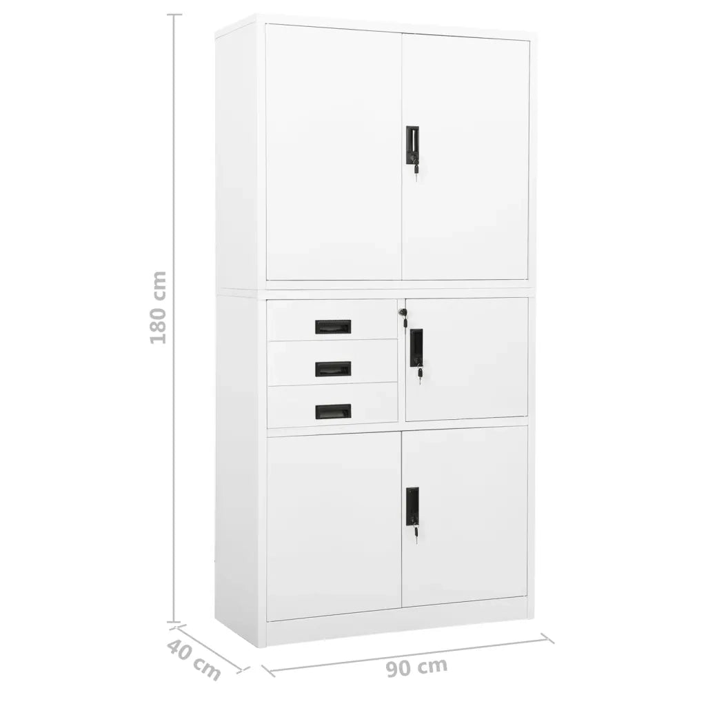 Armadio per Ufficio Bianco 90x40x180 cm in Acciaio 336413