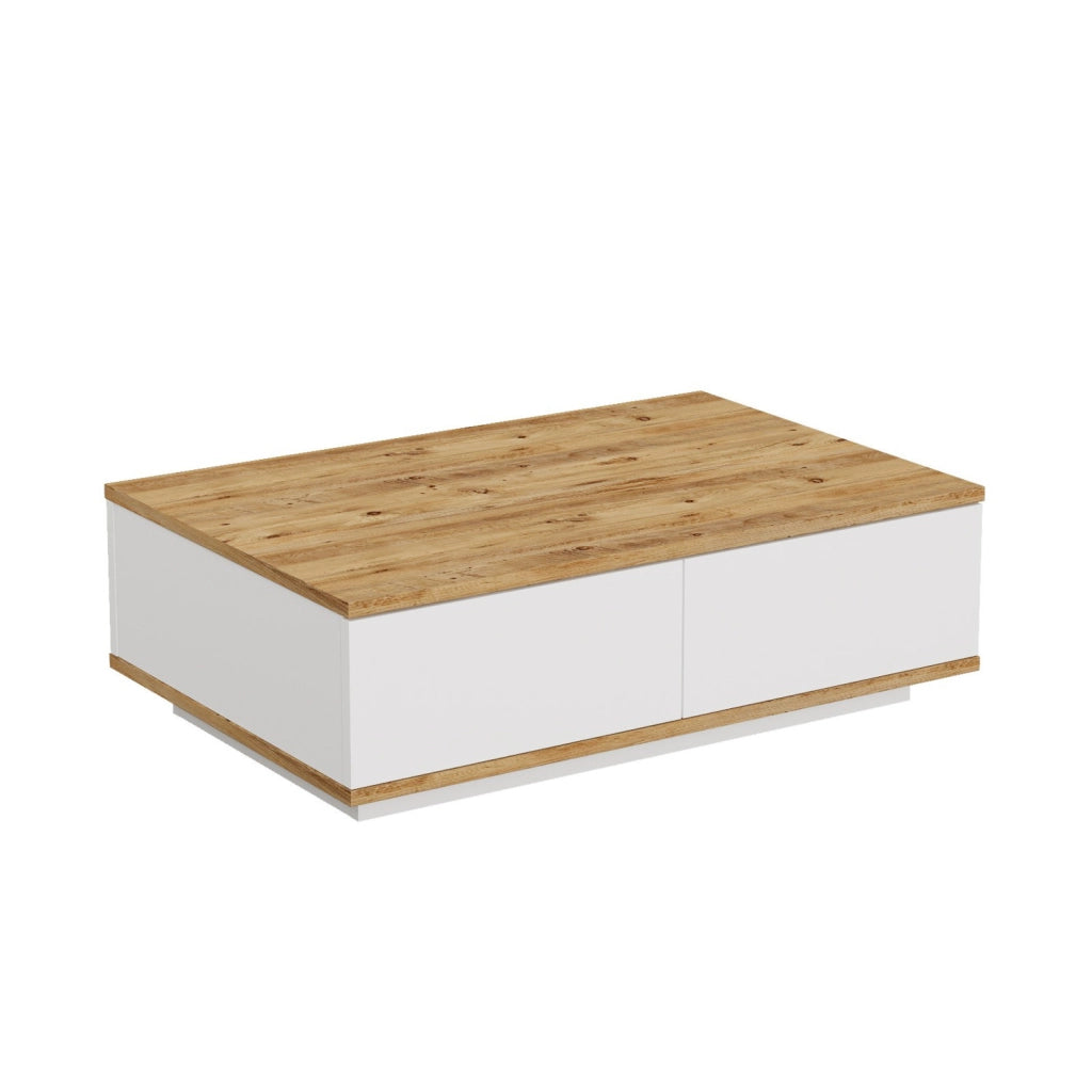 Tavolino da caffè in legno "FR14" - 90 x 60 x 28 cm - Pino Atlantico Bianco