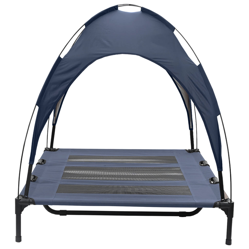 letto rialzato per cani con tettuccio rimovibile blu navy XL in acciaio