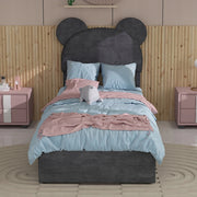 Letto imbottito 90x200 - Xylo - Grigio con funzione di sollevamento