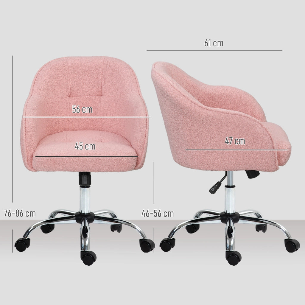 Sedia da ufficio ergonomica con basculante ¨C zephmum ¨C velluto rosa 56x61x86 cm