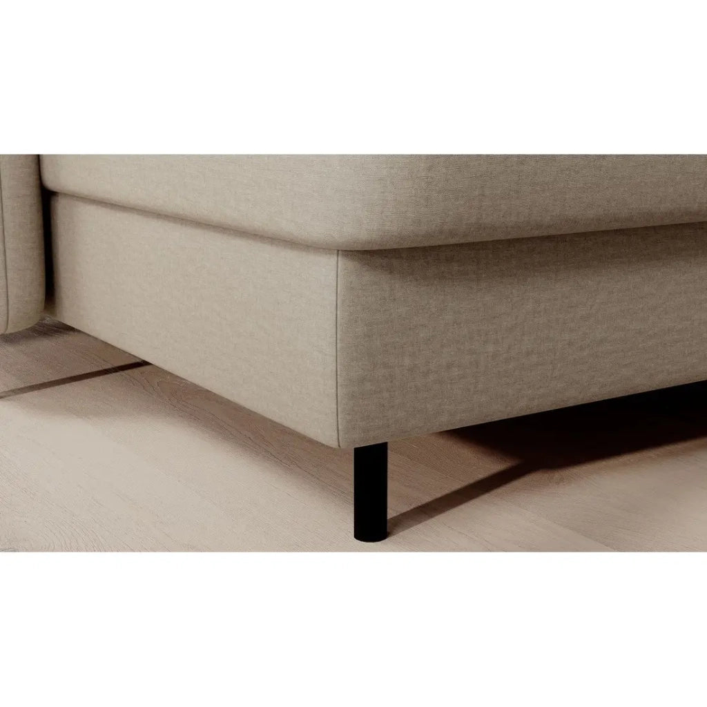 Divano angolare trasformabile BERTHO 306 cm beige – Angolo sinistro con contenitore