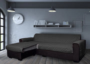 Copridivano Con Penisola Antimacchia Trapuntato Modello Star Colore Grigio Scuro - 240cm - Grigio Scuro