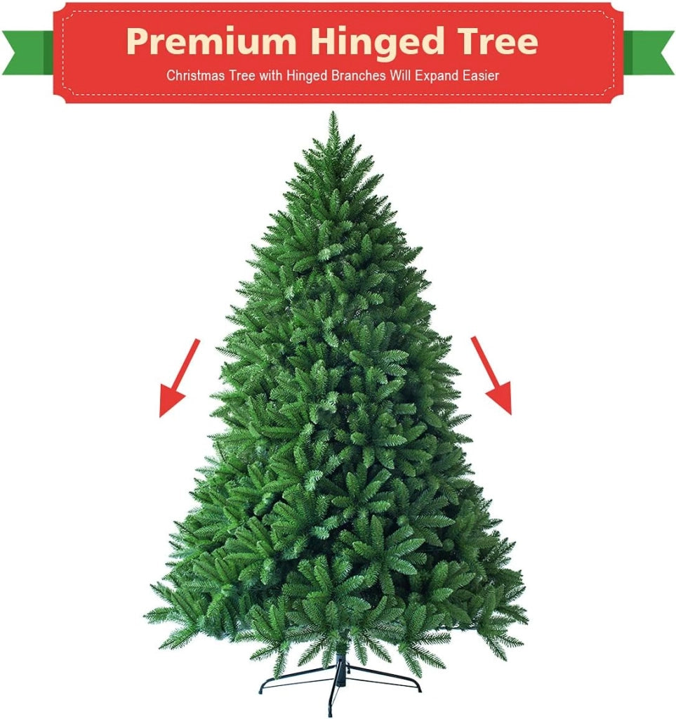 Albero di Natale 150/180 cm Verde Artificiale in PVC/PE con Base in Ferro, Utilizzato per Feste, Case, Uffici, Negozi, Bar, Scuole, Rami Spessi