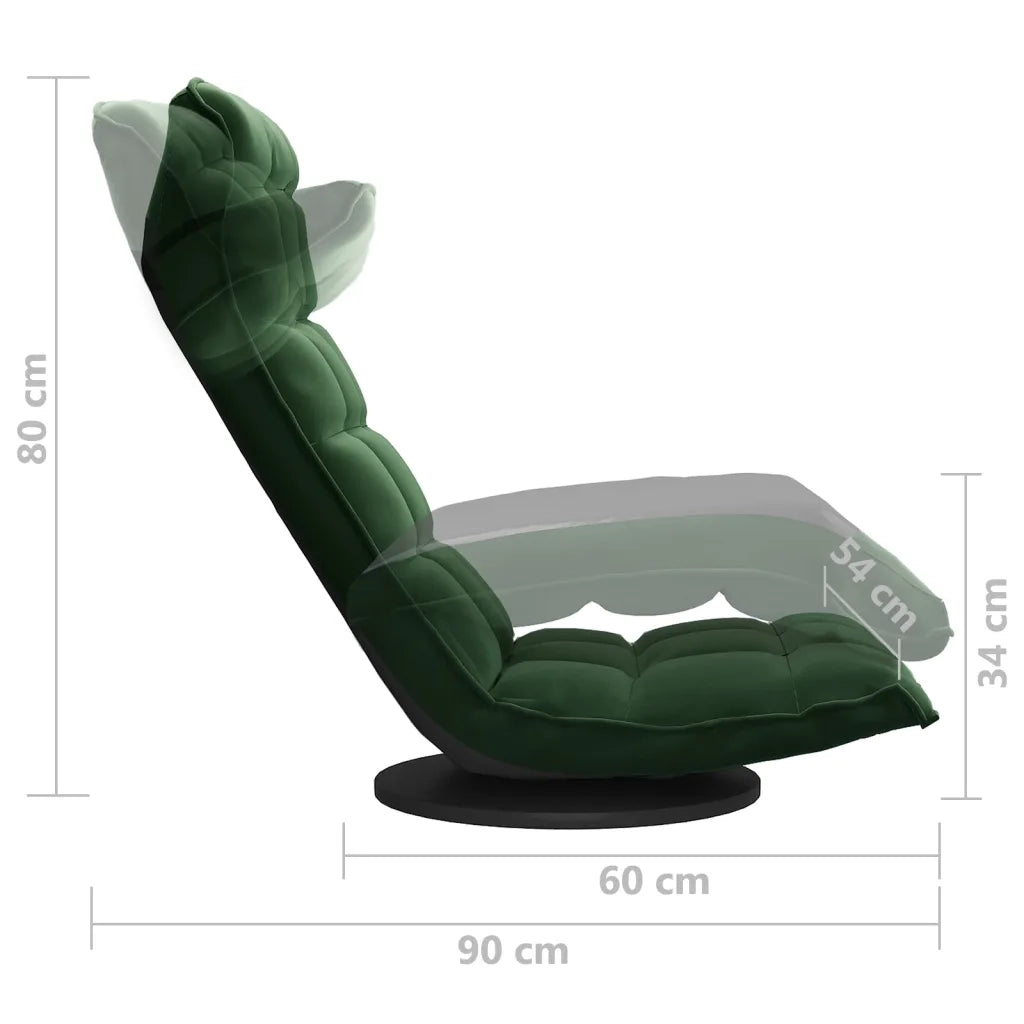 Sedia da Pavimento Girevole Verde Scuro in Velluto CFW3115806