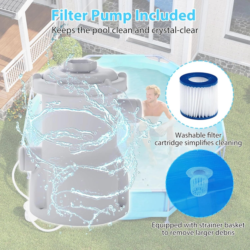Piscina Fuori Terra, Piscina da Esterno Rotonda Ø300 X 76 CM, 4383L, Struttura in Metallo, PVC Resistente, con Pompa e Filtro, Blu