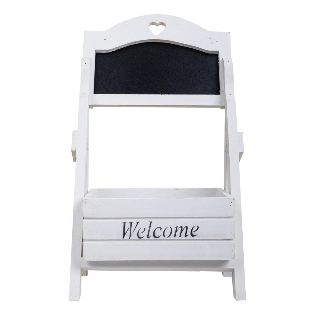 Cesto in legno con bordo bianco 26x16x43h