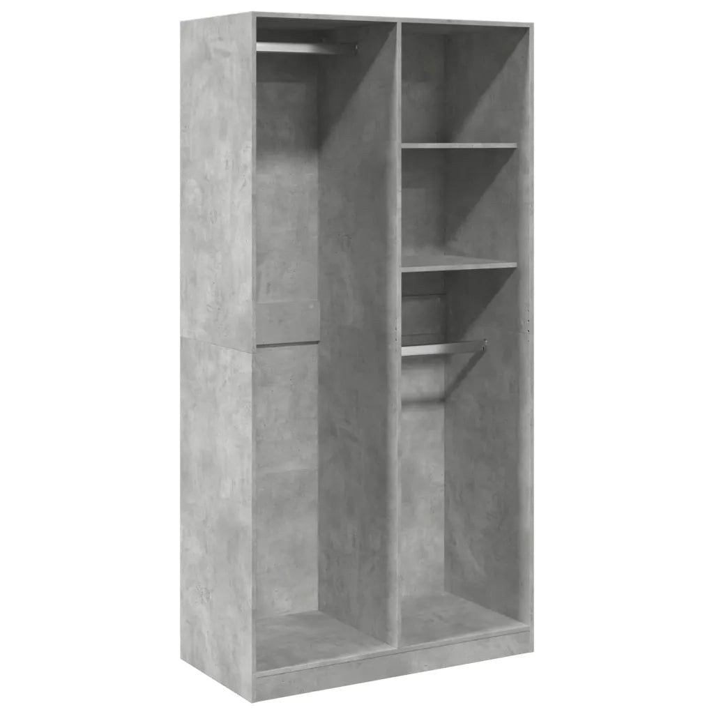 Armadio Grigio Cemento 100x50x200 cm in Legno Multistrato