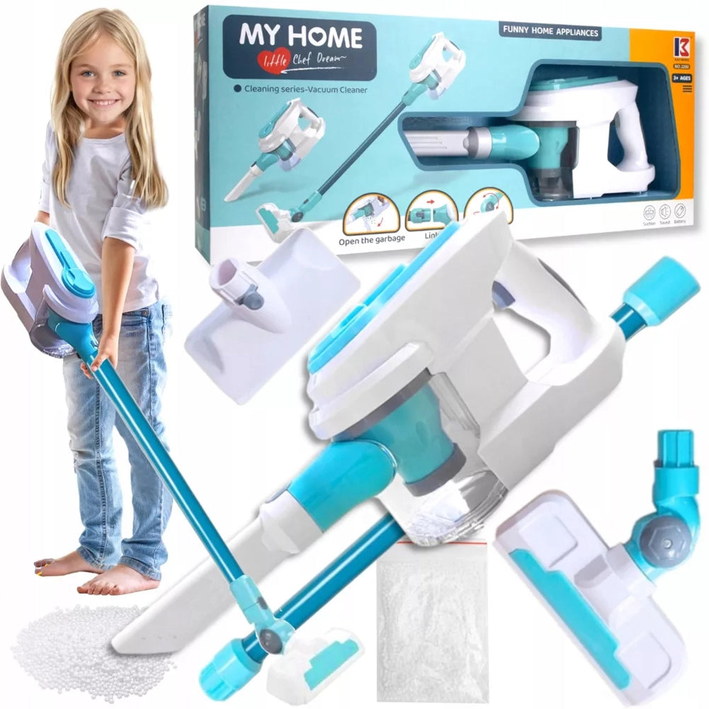 Aspirapolvere Giocattolo per Bambini Testine Cambiabili Luci e Suoni Idea Regalo