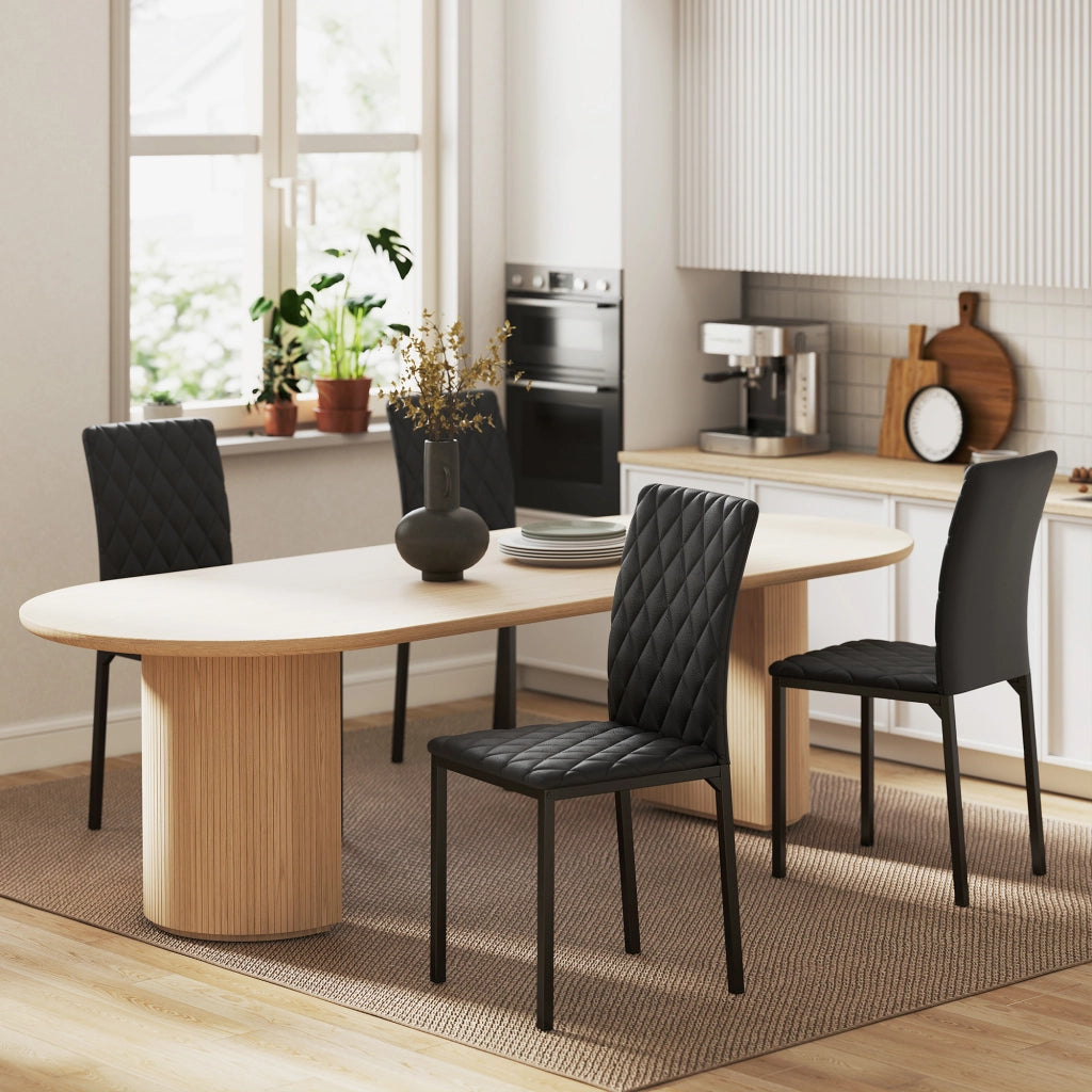 Set di 4 sedie da pranzo ¨C zephmum ¨C nere in tessuto con gambe in metallo, 41x50x91cm