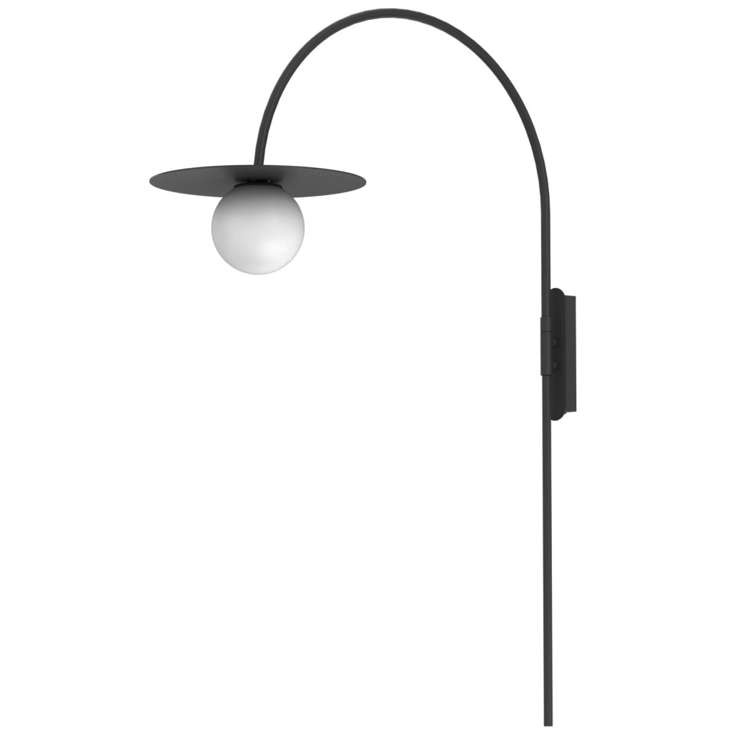 Applique Flat Luminex nera sfera bianca 1xE27