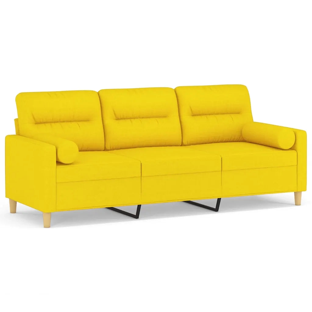 Divano a 3 Posti con Cuscini Giallo Chiaro 180 cm in Tessuto 3200834