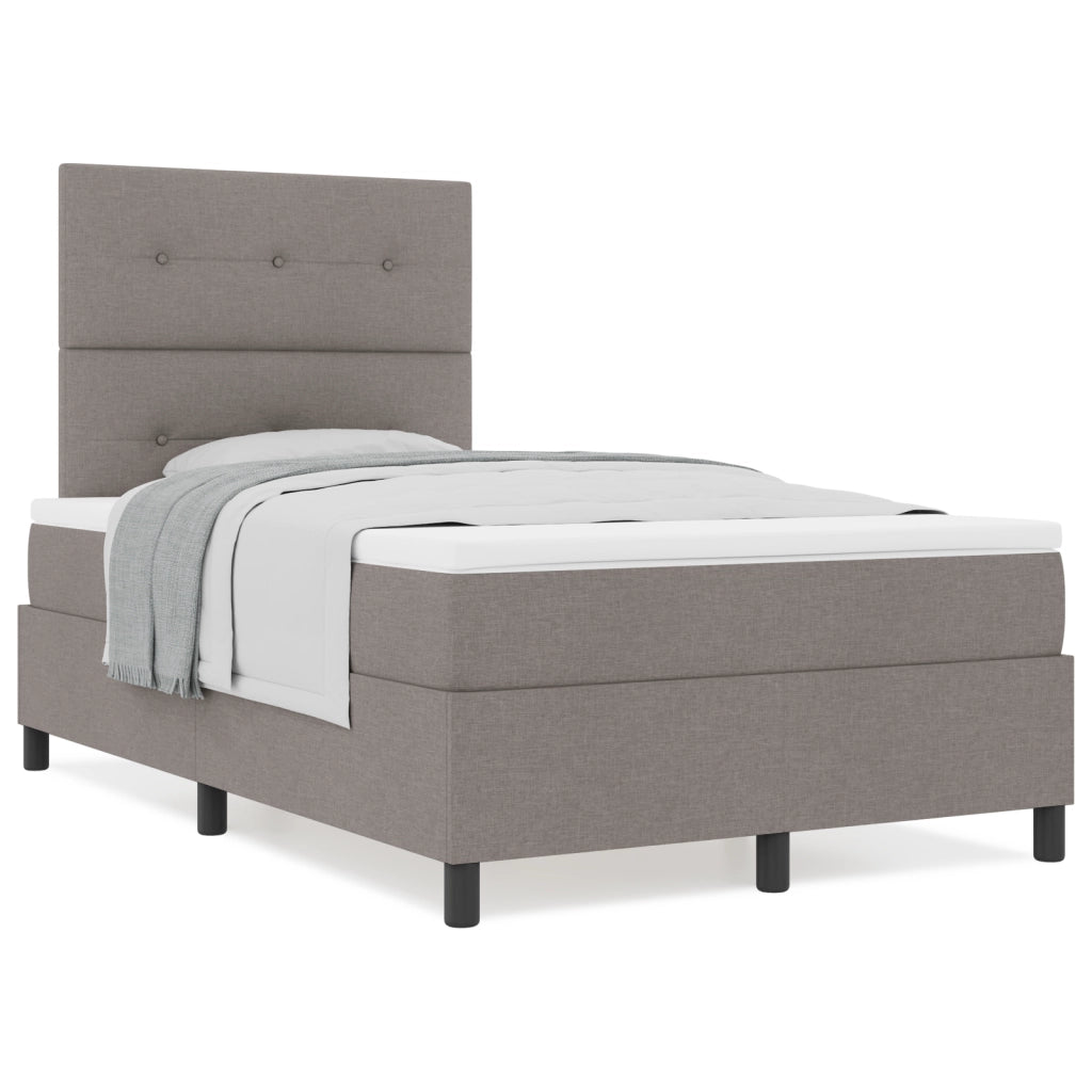 Letto con box spring e materasso taupe 120x200 cm tessuto
