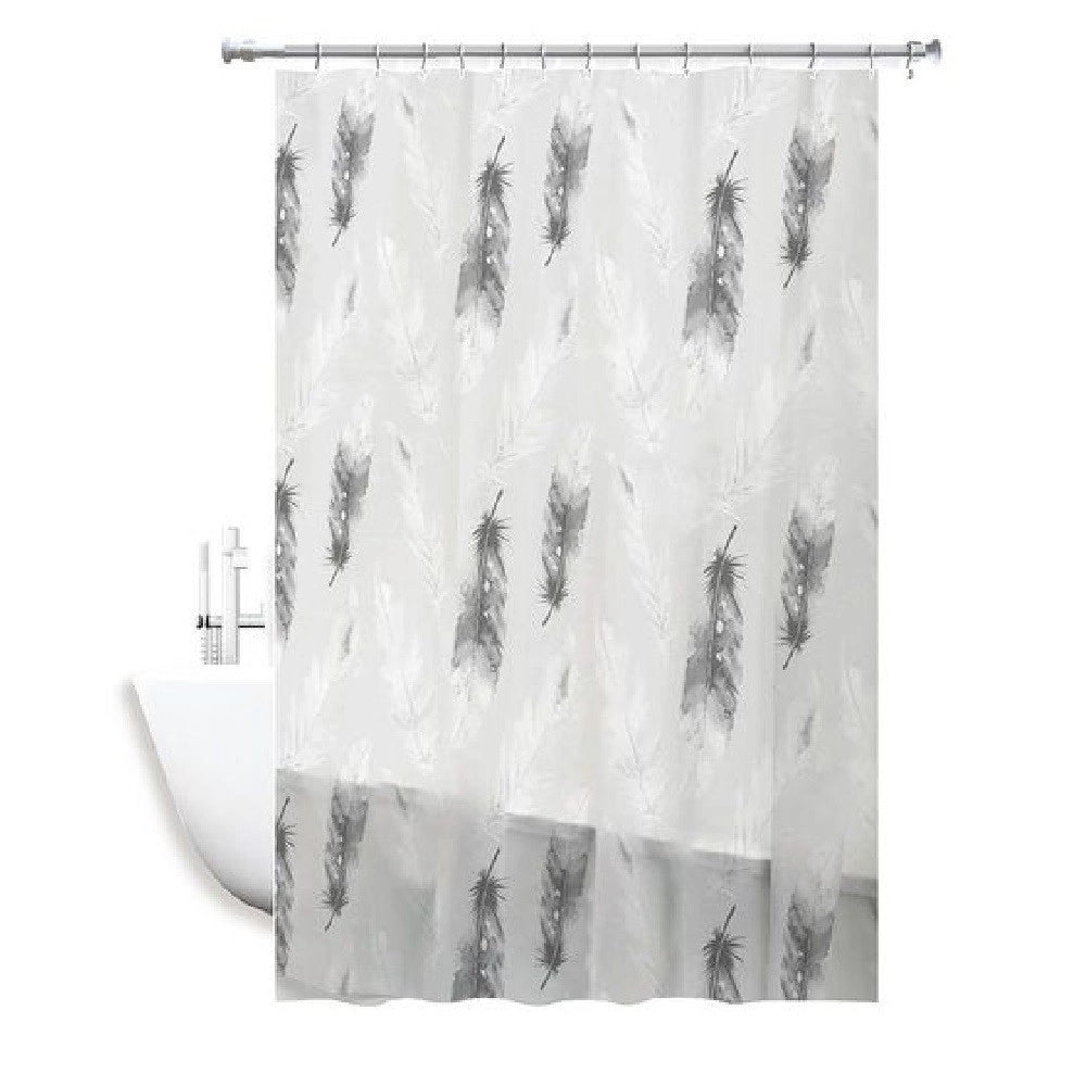 Trade Shop - Tenda Doccia Impermeabile Tessuto Pvc 12 Ganci In Plastica Piume 180x220cm 69509 -