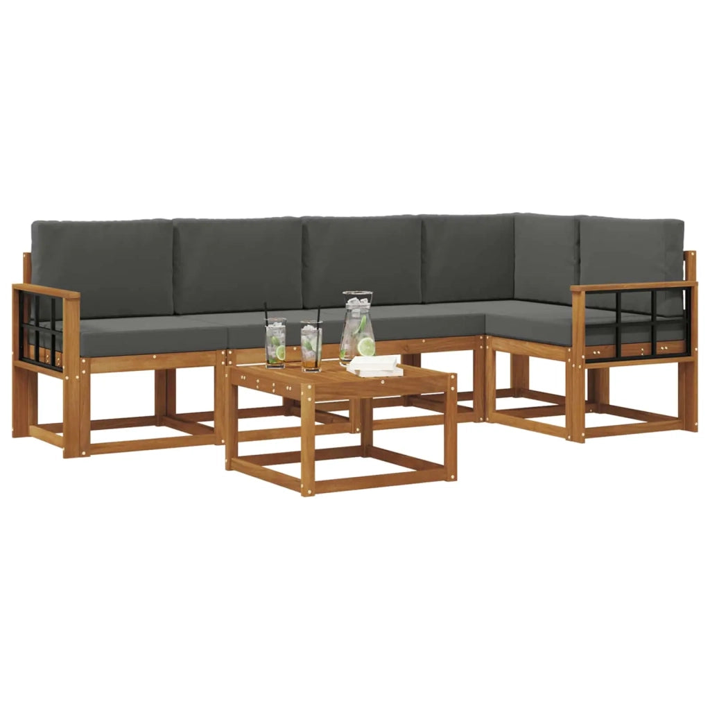 Set di divani da esterno con cuscino 6 pcs Naturale e Antracite 3366440