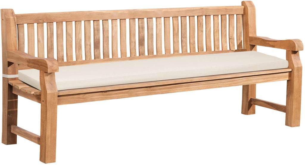 Panchina da Giardino in Teak Jackson con Cuscino crema,206x48x8 cm
