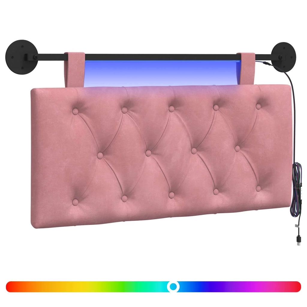 Testiera | Testata sospesa Con luce LED Rosa Velluto