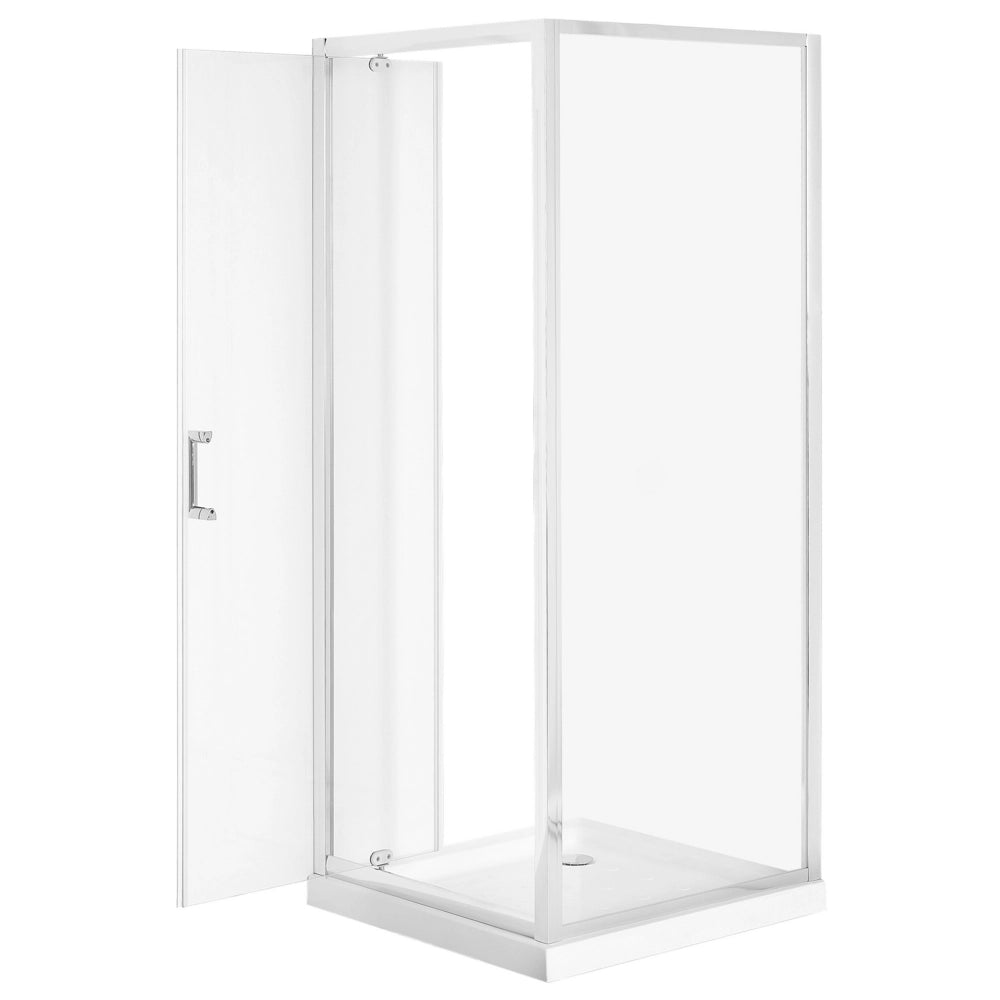 Box Doccia Vetro Temperato Argento Cornice Alluminio Anta Singola Quadrata 90 x 90 x 185 cm