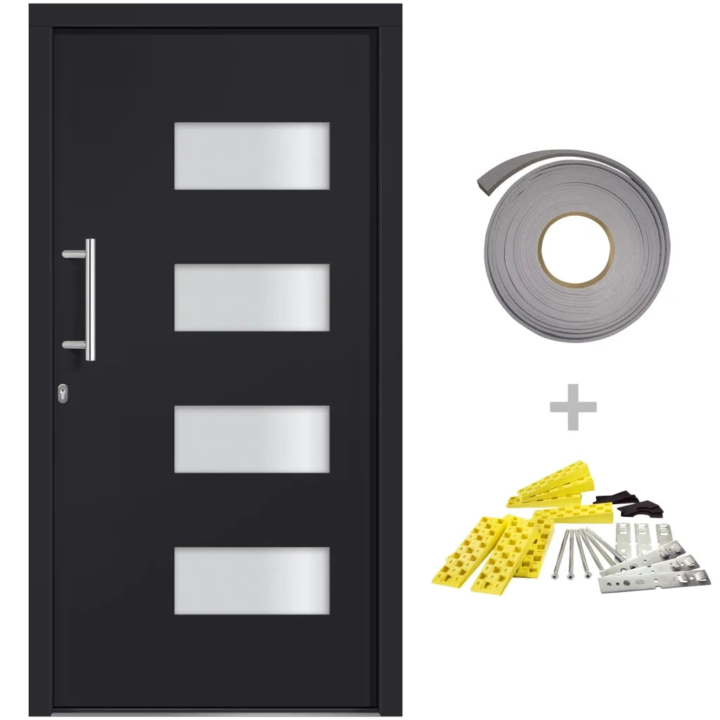 Porta d'Ingresso in Alluminio e PVC Antracite 100x210 cm cod mxl 57699