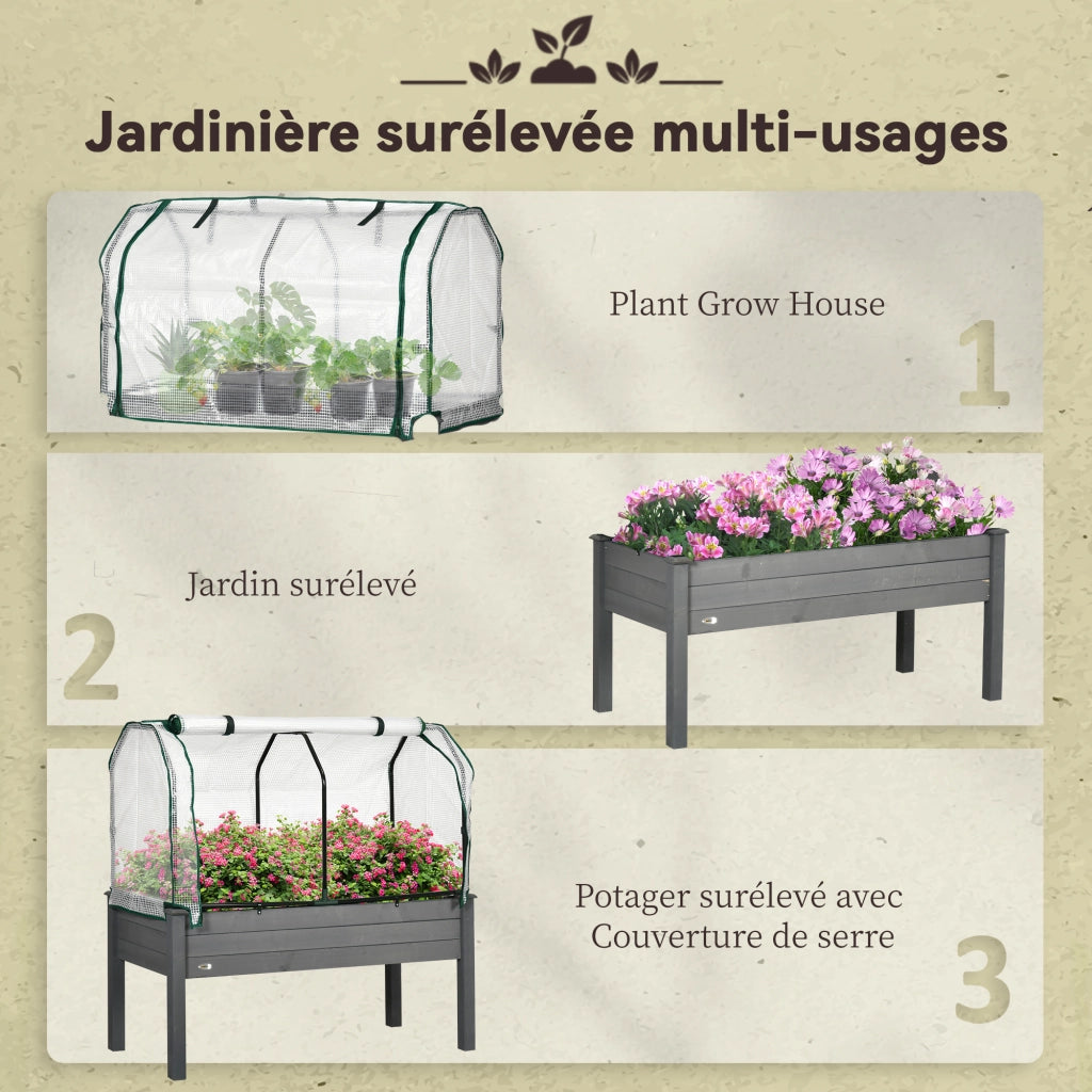 Vaso da Giardino Rialzato con Telo ¨C zephmum ¨C Grigio 104L