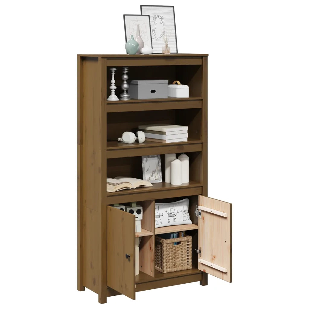 Credenza Miele 80x35x154 cm in Legno Massello di Pino