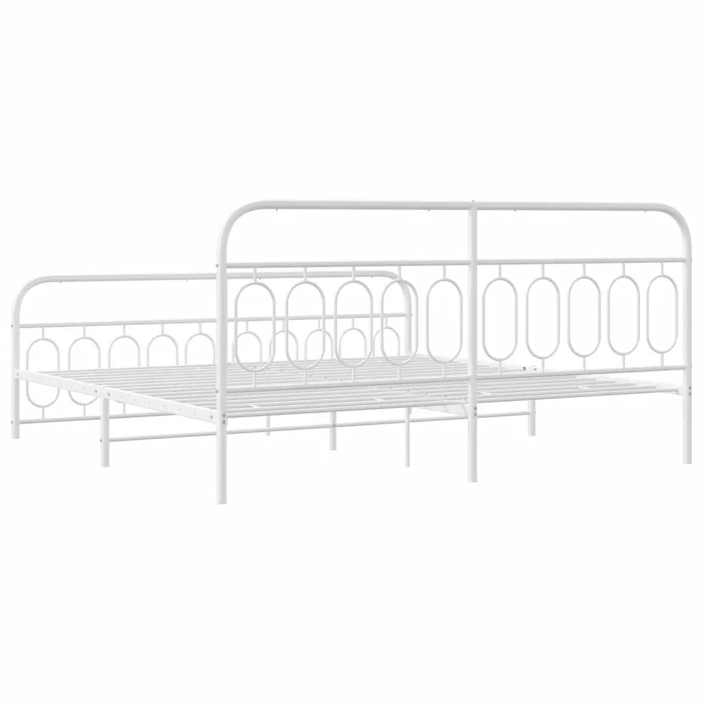 Giroletto con Testiera e Pediera Metallo Bianco 200x200 cm 377191