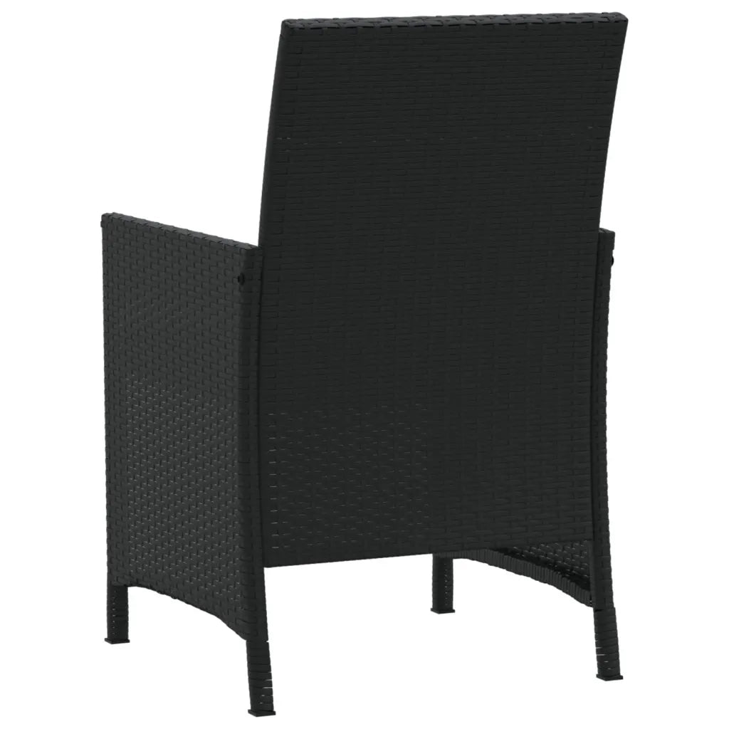 Set da Bistr¨° 3 pz | Set Salotto da Giardino con Cuscini Nero in Polyrattan
