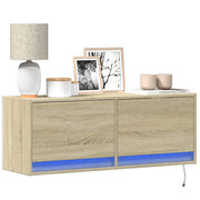 Mobile TV a Parete con Luci LED Rovere Sonoma 100x31x35 cm 852364