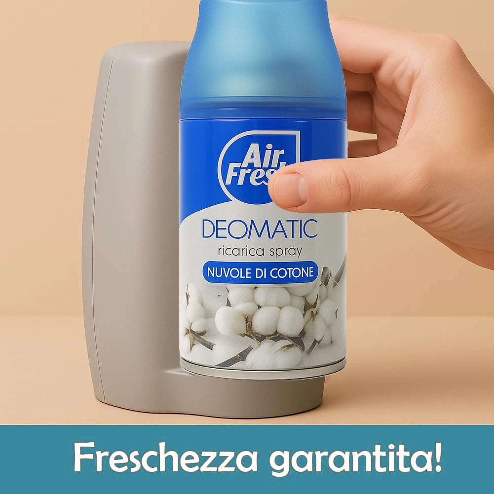 AIR FRESH Deomatic Set 6x250ml Ricarica Spray Profumatore Ambiente Nuvola Cotone